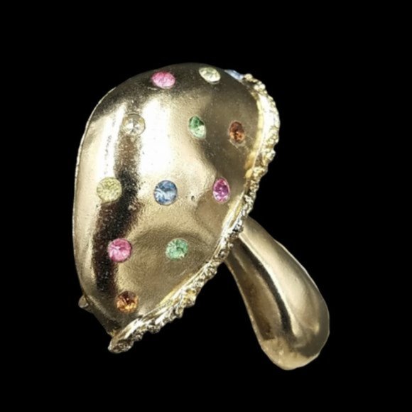 Vintage Coro Rhinestone Fantasy Mushroom Brooch - Picture 2 of 4
